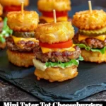 Delicious mini Tater Tot cheeseburgers on a plate