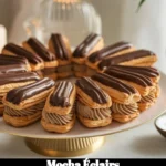Delicious mocha éclairs with chocolate glaze and coffee cream filling