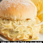 Ohio shredded chicken sandwich with toppings on a plate