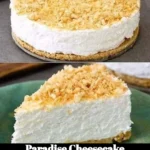 Delicious Paradise Cheesecake topped with fresh berries and whipped cream