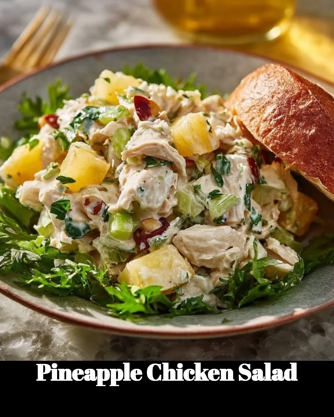 Delicious Pineapple Chicken Salad with fresh ingredients on a serving plate