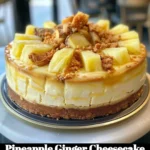 Delicious Pineapple Ginger Cheesecake with fresh pineapple and ginger flavors