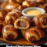 Delicious pretzel bratwurst bites served as a snack or appetizer
