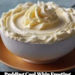 Delicious pudding Cool Whip frosting topping on a cake.