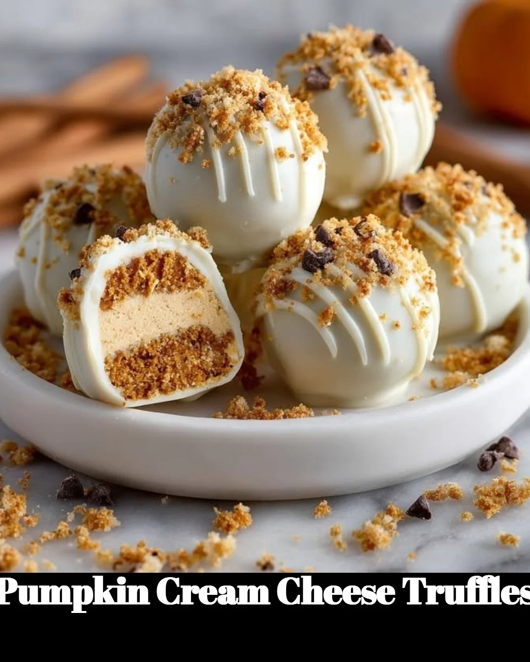 Delicious pumpkin cream cheese truffles sprinkled with spices
