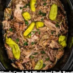 Delicious Simple Crock Pot Mississippi Pork Roast ready to serve.