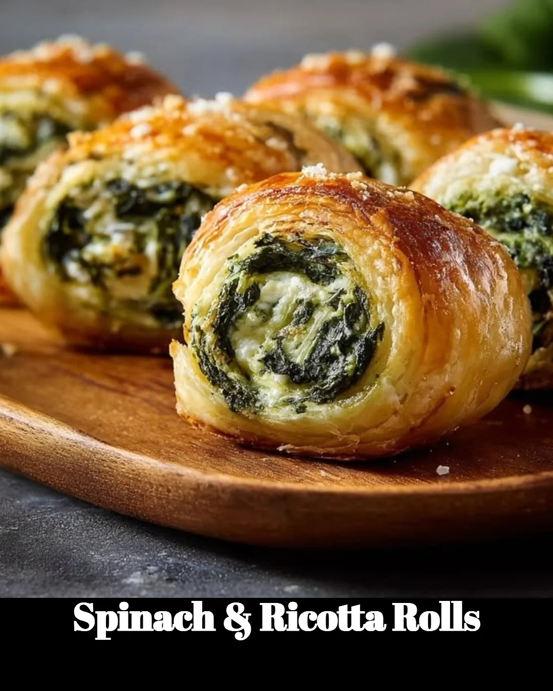 Delicious Spinach Ricotta Rolls served on a plate
