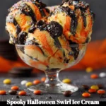 Spooky Halloween Swirl Ice Cream Delight served in a Halloween-themed bowl