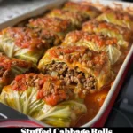 Delicious stuffed cabbage rolls ready to serve, filled with savory ingredients.