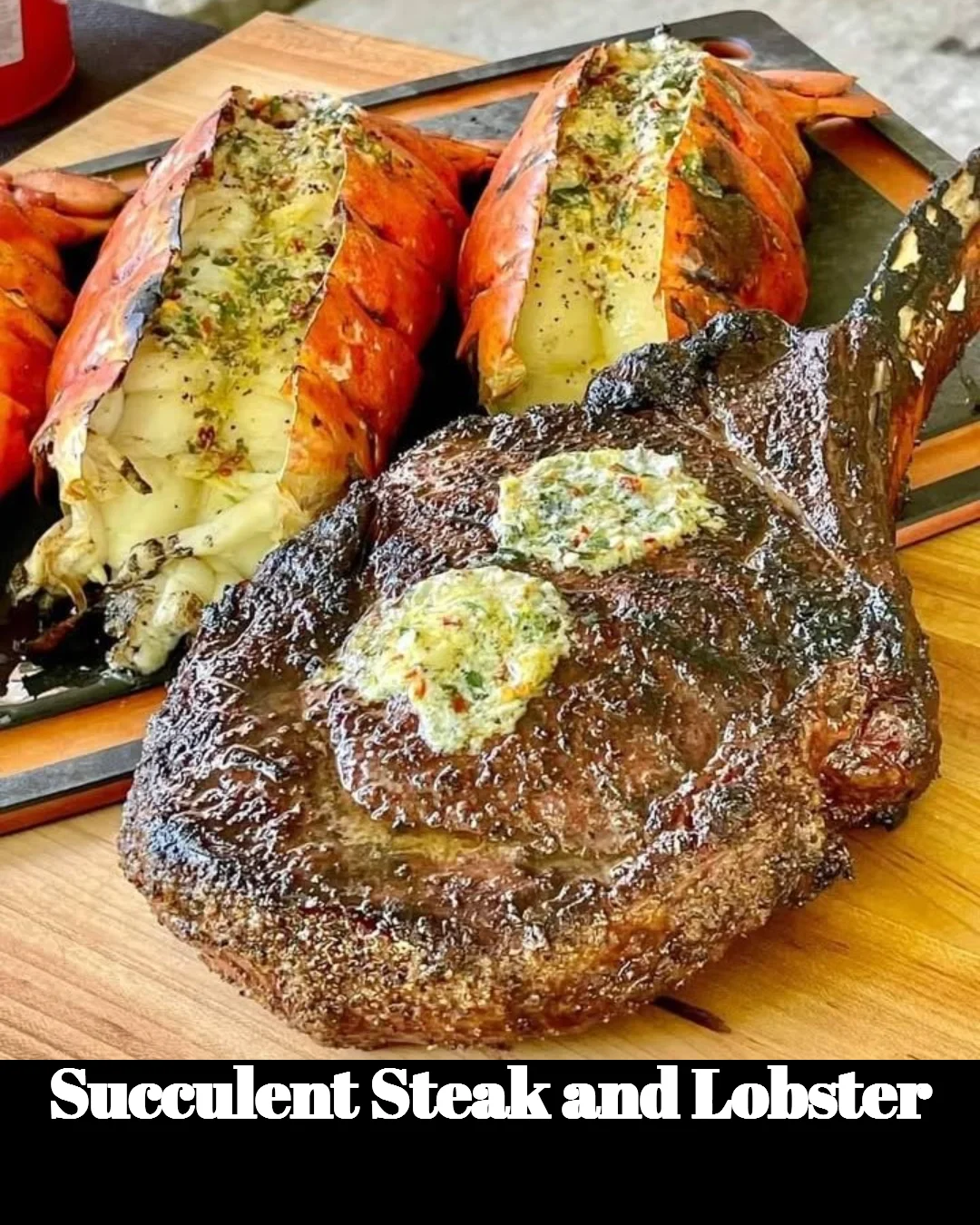 Succulent steak and lobster dish served on a plate