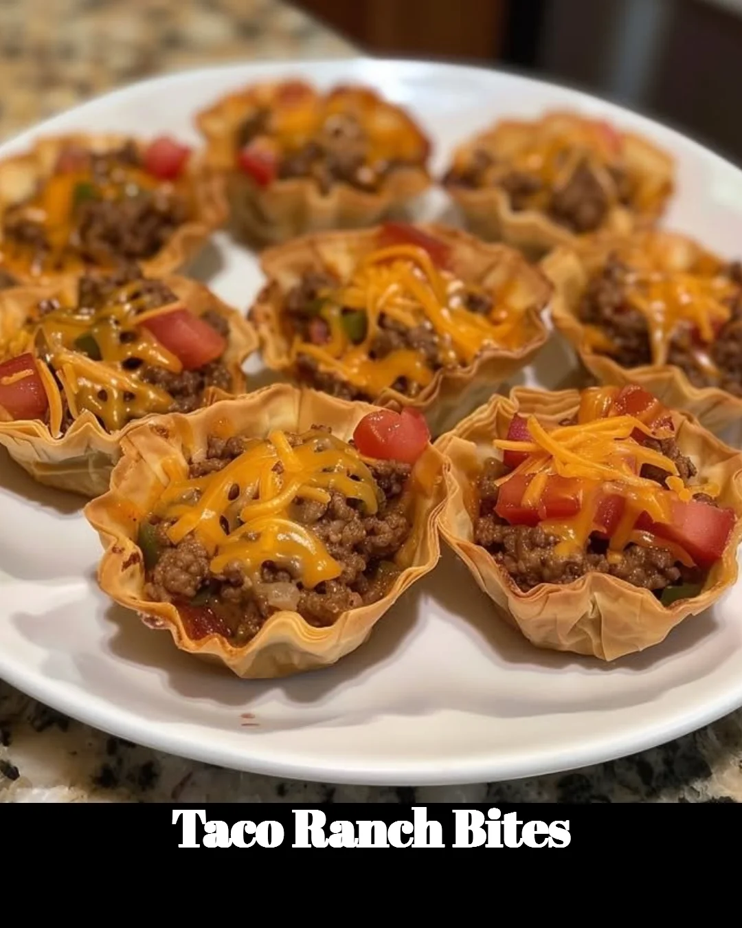 Delicious Taco Ranch Bites served on a platter with fresh ingredients.
