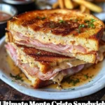 Ultimate Monte Cristo sandwich with ham, turkey, and melted cheese