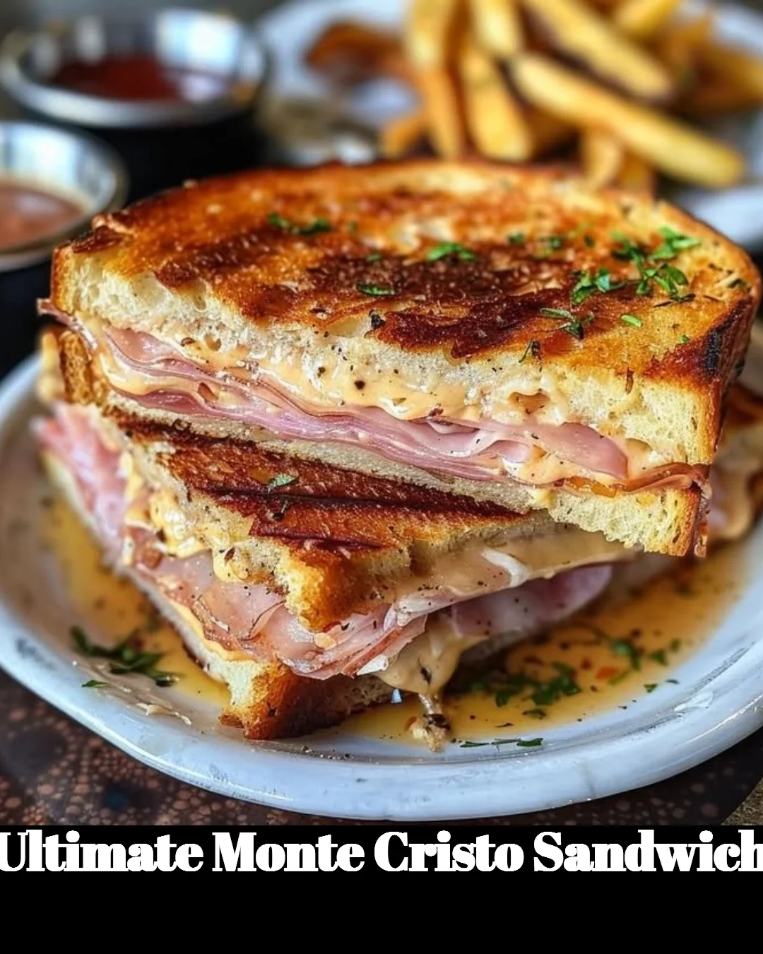Ultimate Monte Cristo sandwich with ham, turkey, and melted cheese
