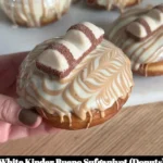 Delicious White Kinder Bueno Sufganiyot donuts filled with creamy chocolate