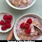 Delicious yogurt chia pudding topped with fresh fruits and nuts