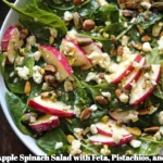 Apple Spinach Salad with Feta, Pistachios, and Honey-Mustard Lemon Dressing
