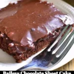 Delicious Baileys Chocolate Sheet Cake topped with creamy frosting