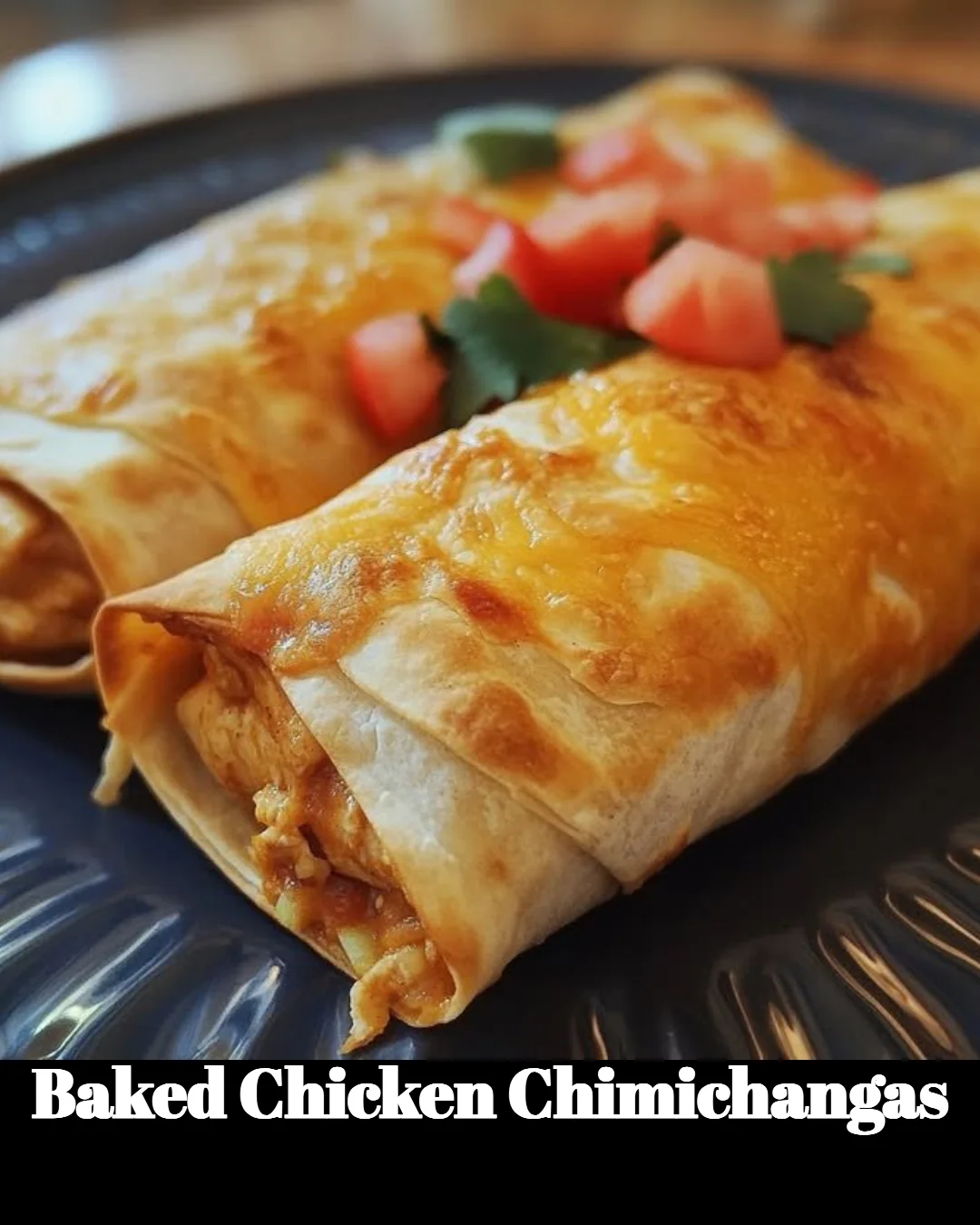 Delicious baked chicken chimichangas served with salsa and guacamole