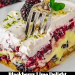 A delicious dessert featuring blackberry lime delight with fresh berries and lime.
