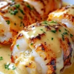 Broiled lobster tails in garlic sauce served on a plate