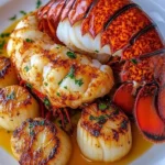 Delicious butter-seared lobster tail and scallops served elegantly