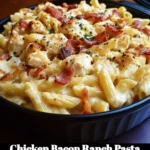 Chicken Bacon Ranch Pasta with creamy sauce, chicken, and crispy bacon