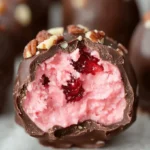 Chocolate Cherry Coconut Truffles with rich chocolate coating and cherry coconut filling