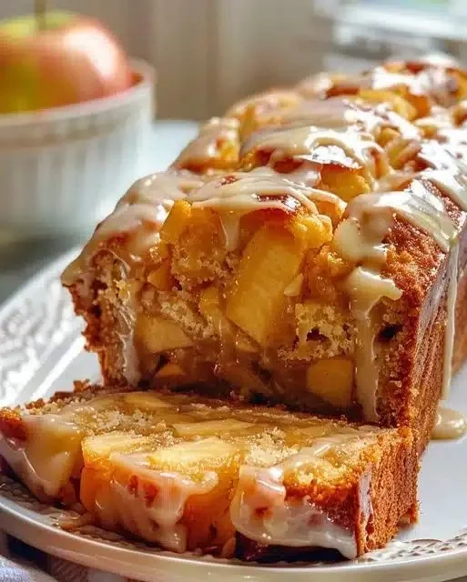 Delicious Country Apple Fritter Cake with apples and glaze
