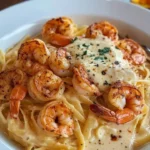 Creamy Cajun Shrimp Alfredo pasta dish with shrimp and spices