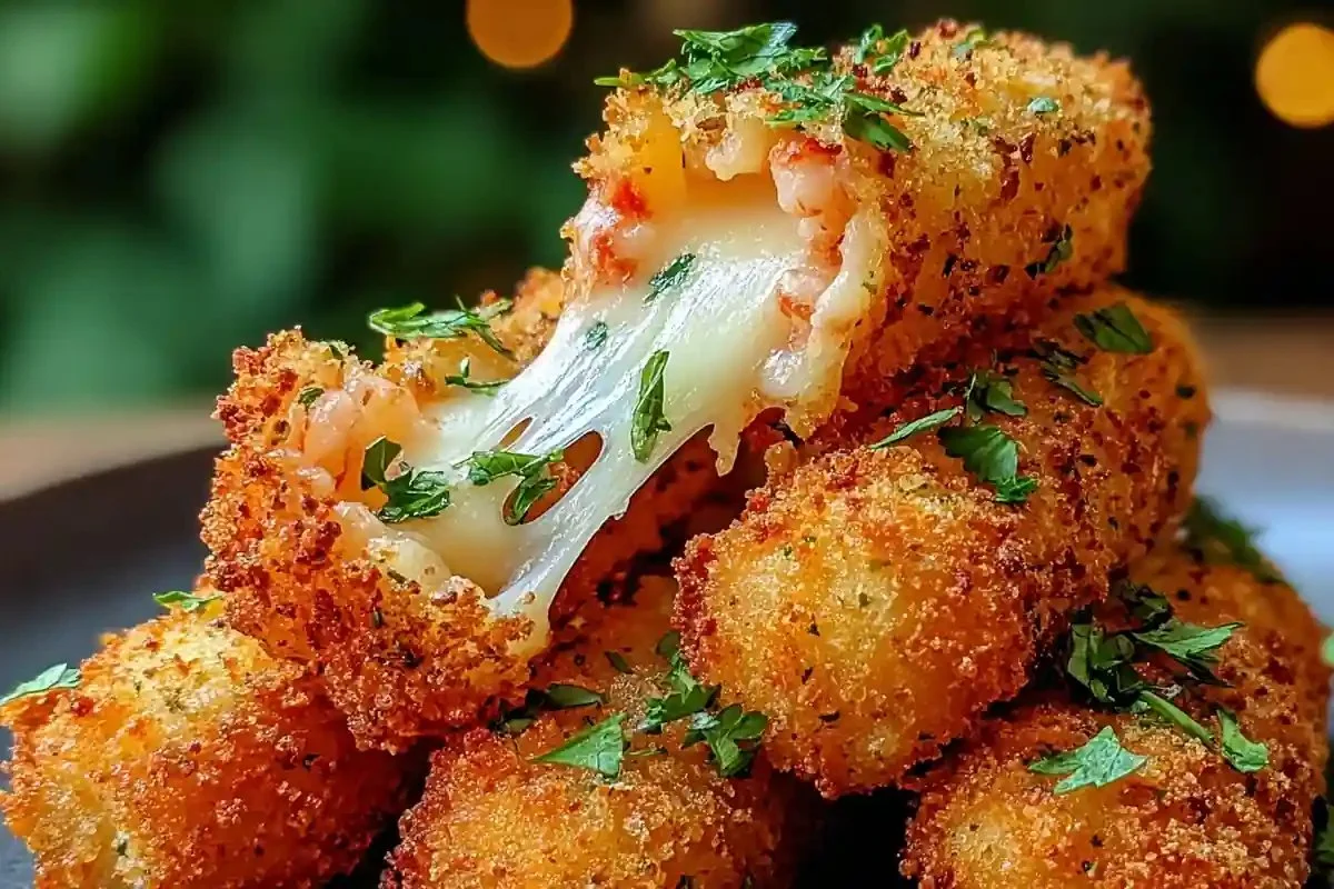 Crispy shrimp crab nacho sticks served with dipping sauce