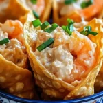 Delicious crispy shrimp wonton cones served as appetizers