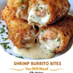 Deep-Fried Shrimp Alfredo Burrito Bites served on a plate