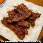 Burnt bacon served on a plate with kids' reactions