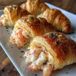 Flaky shrimp and cream cheese croissants ready to be served