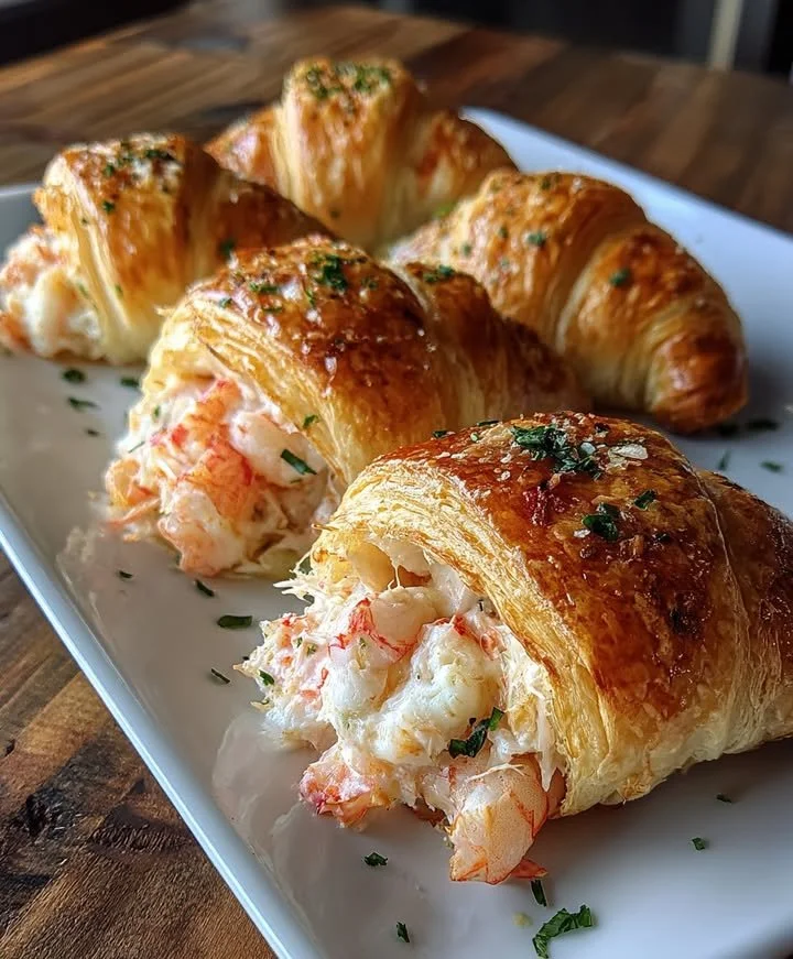 Flaky shrimp and cream cheese croissants ready to be served