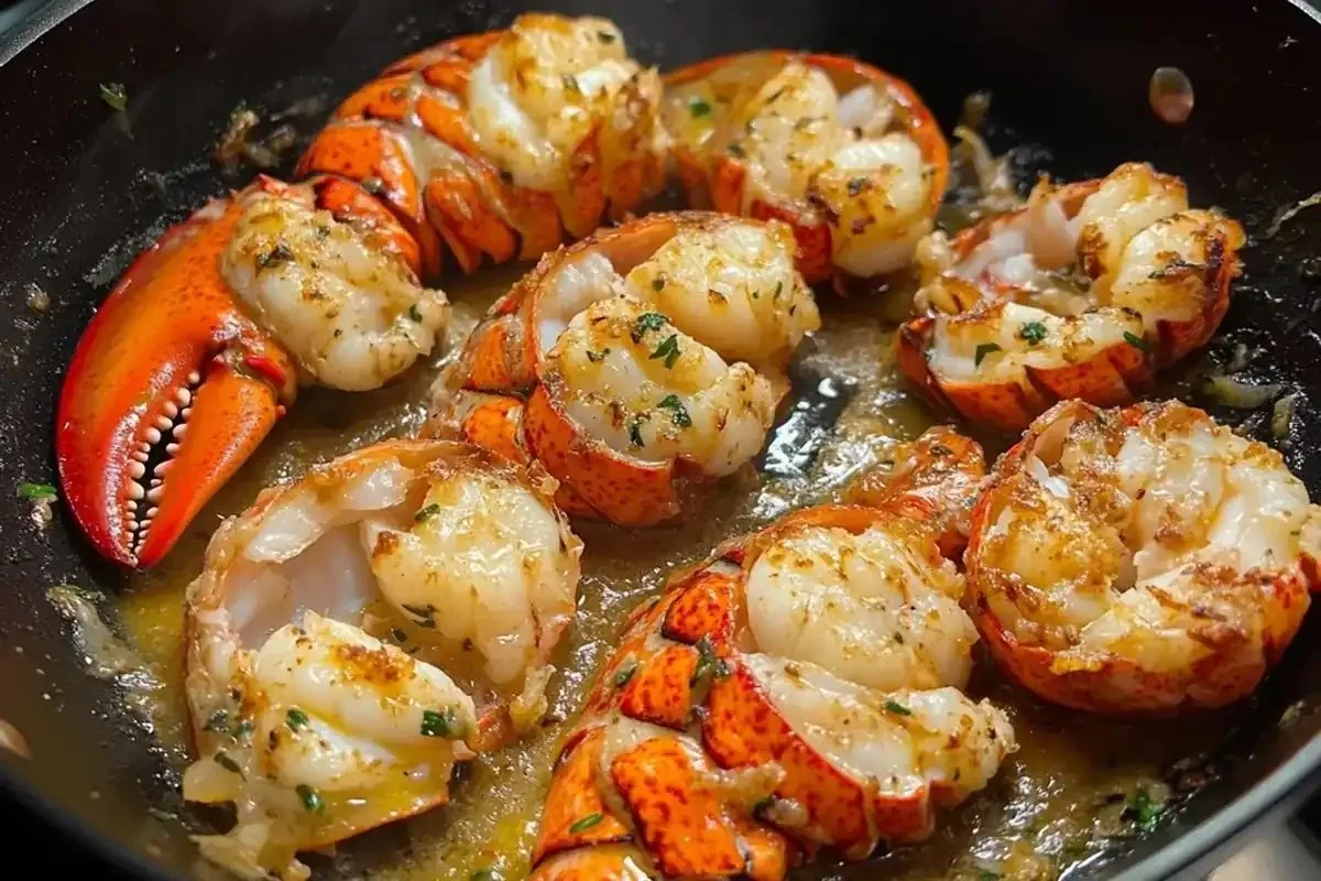 Delicious garlic butter lobster medallions served on a plate