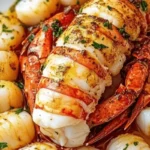 Delicious Garlic Butter Lobster and Scallops dish served on a plate