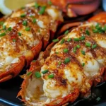 Deliciously prepared garlic butter lobster tails served on a plate.