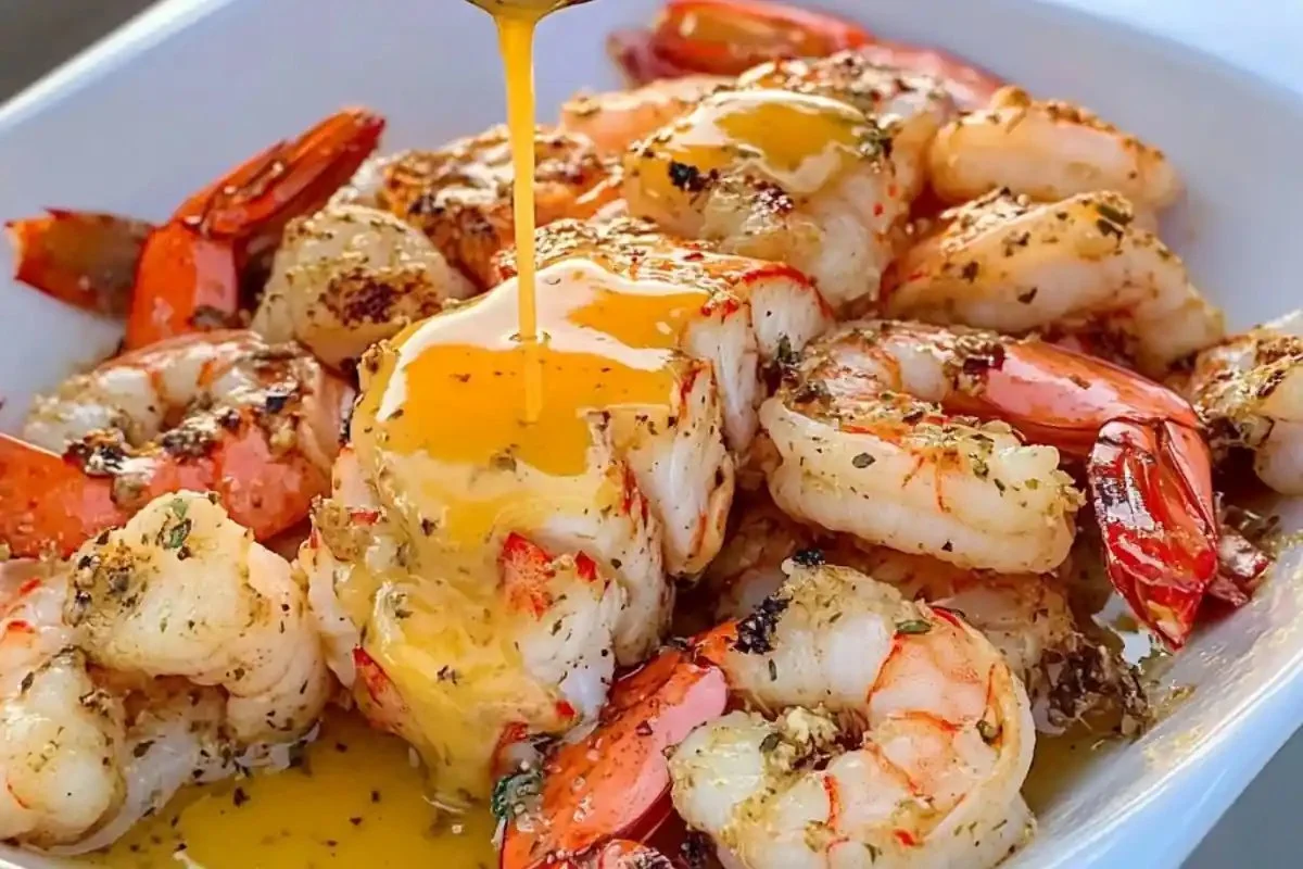 Delicious Garlic Butter Shrimp and Lobster dish garnished with herbs