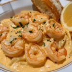 Delicious Garlic Butter Shrimp Pasta served in a bowl with herbs and parmesan.
