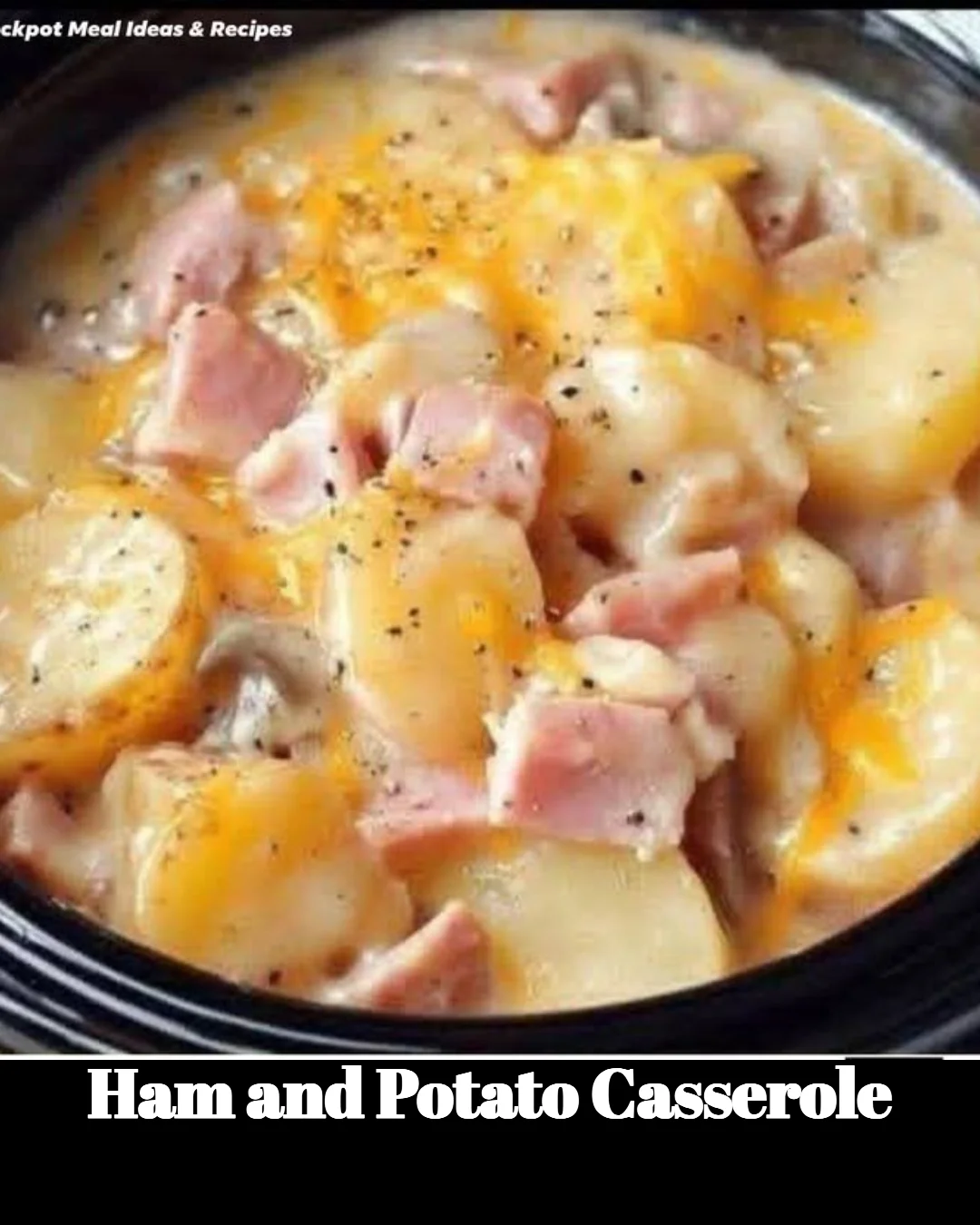 Ham and Potato Casserole served in a baking dish, golden and delicious.