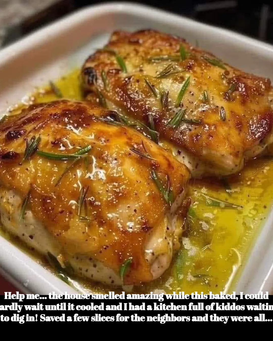 Homemade baked dish cooling in the kitchen with kids excitedly waiting to eat.