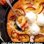 Delicious Old-Fashioned Peach Cobbler served in a bowl