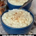 Creamy old-fashioned rice pudding served in a bowl with a sprinkle of cinnamon.