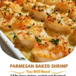 Delicious Parmesan Baked Shrimp garnished with herbs