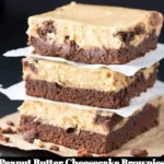 Delicious Peanut Butter Cheesecake Brownies with creamy cheesecake layer