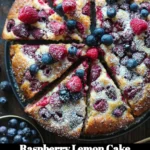 Delicious Raspberry Lemon Cake with fresh raspberries and lemon glaze