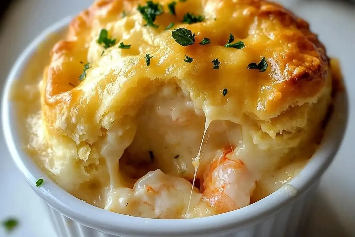 Delicious homemade seafood pot pie with a flaky crust and seafood filling