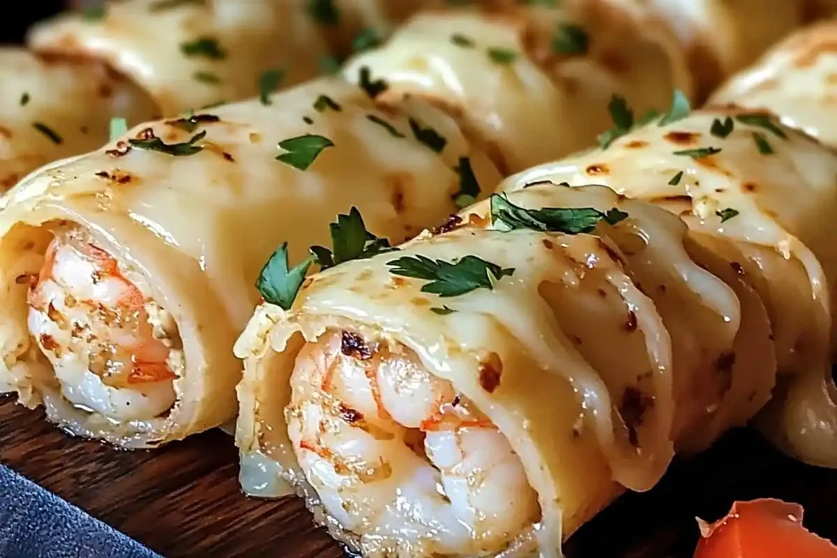 Delicious shrimp crab fajitas served with toppings and herbs.