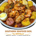 Southern-Style Spicy Seafood Boil Bowl with shrimp, corn, and potatoes